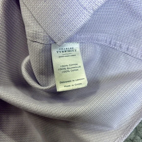 Charles Tyrwhitt Shirt Mens Size 16.5 36 Purple Slim Fit Long Sleeve Button Up‎ - Picture 4 of 7